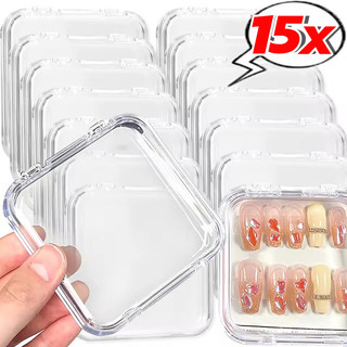 5 / 10 / 15 Cái Nhựa Trong Suốt Bột Puff Sấy Hộp Bảo Quản - Di Động Nhẫn Trang Sức Bông Tai Hiển Thị Hộp Đựng