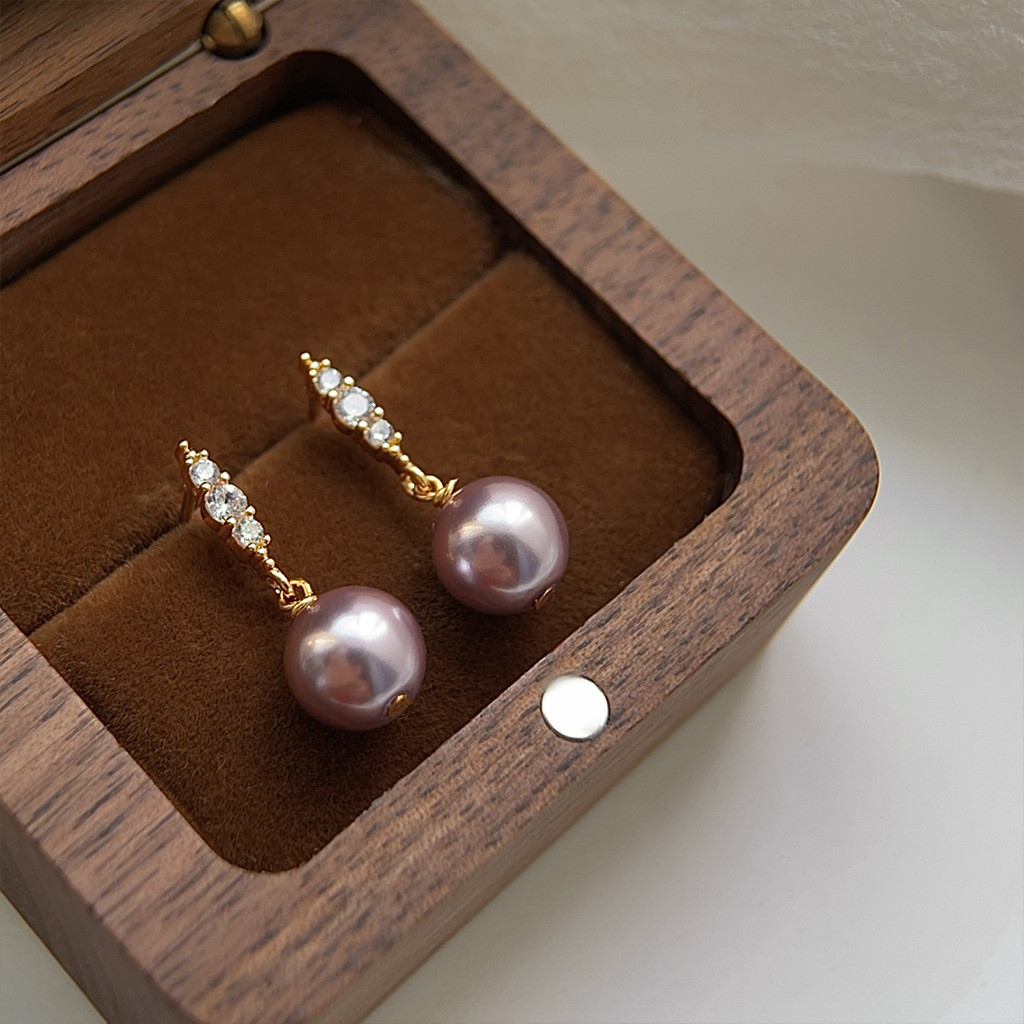 Bông tai ngọc trai cao cấp mạ vàng 14K, thiết kế đơn giản phù hợp mọi dịp