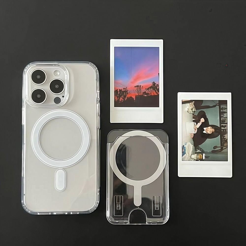 Giá đỡ thẻ từ tính điện thoại BAMBOOB, trong suốt chống trầy xước cho ví MagSafe, Túi đựng thẻ điện thoại màu trơn Acrylic đơn giản cho 17 16 15 14 13 12 11
