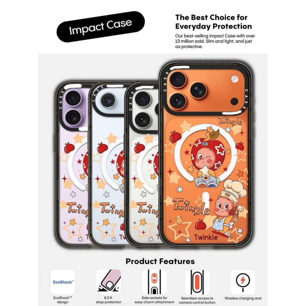 CASECASE X Twinkletwinkle Chef Black Edge Clear Hard Từ Hút Tác Động Cho Apple IPhone 12 13 14 15 16 17 Pro Max Air Plus Có Hộp
