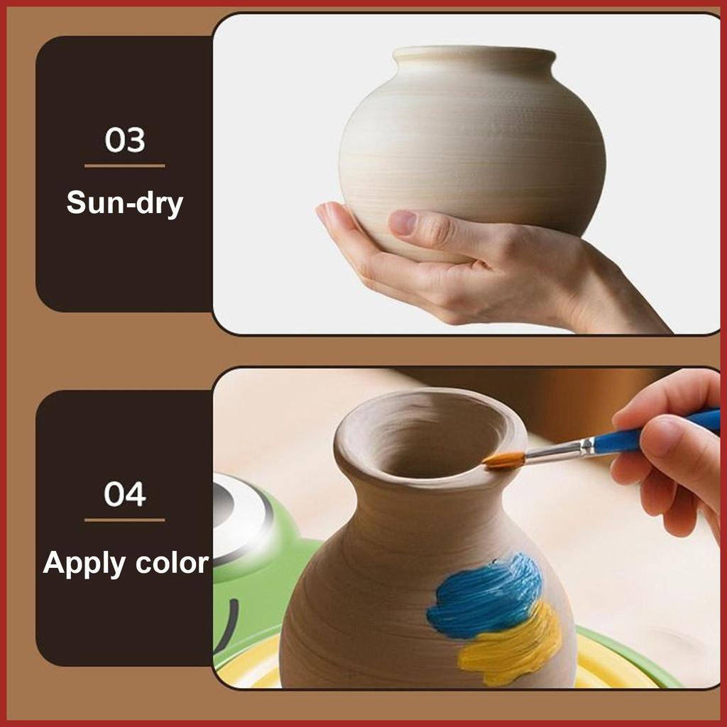 Bộ bánh xe gốm cho trẻ em Bộ đồ gốm đất sét cho trẻ mới biết đi Dụng cụ điêu khắc đất sét giáo dục dành cho người mới bắt đầu Học sinh Bé gái koapavn