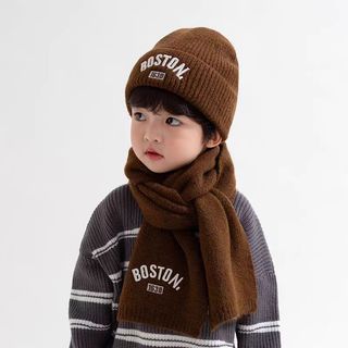 Bộ Mũ Len & Khăn Choàng Trẻ Em - Dưỡng Nóng, Bảo Vệ Tai, Phong Cách Hàn Quốc, Nam Nữ Bé, 2 Món