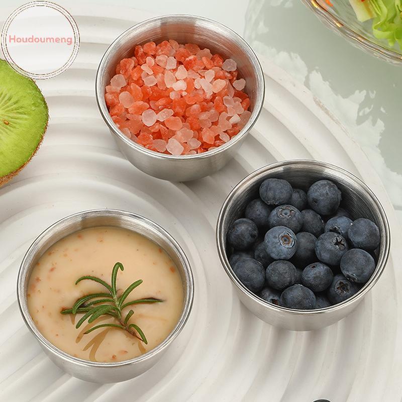 Cốc nước sốt nhỏ bằng thép không gỉ Hodou có nắp kín Gia vị di động Món ăn gia vị sốt cà chua Lẩu nhúng Bát đĩa Bộ đồ ăn VN
