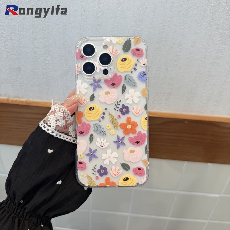 Ốp In Hoa Cho Samsung Galaxy M55 M54 M53 M52 M51 M42 M35 M34 M33 M31s M30S M23 M20 M15 M14 M13 M12 M11 M04 M02S Ốp Điện Thoại Hoạt Hình Hoa Trong Suốt Dễ Thương