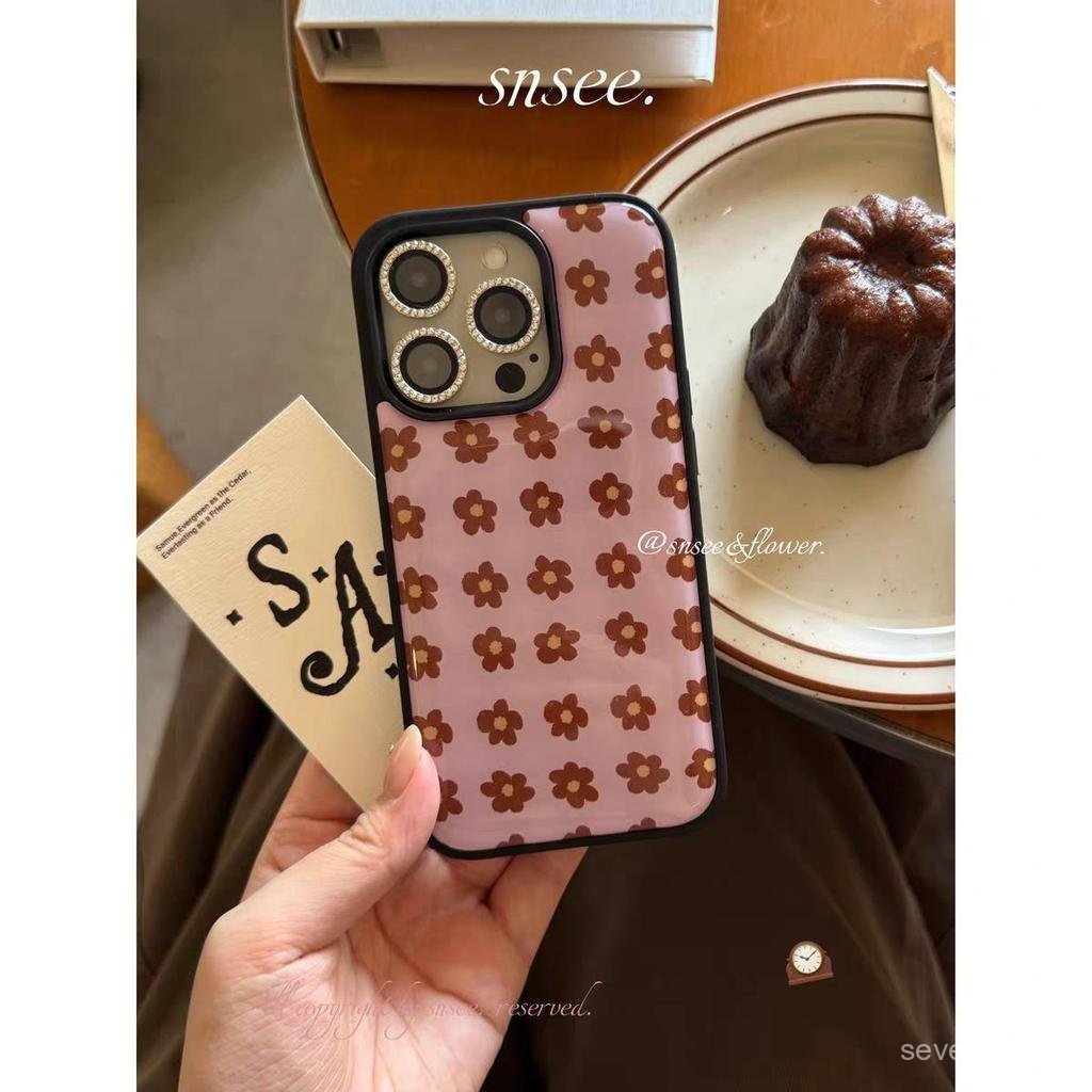 Ốp Điện Thoại Thích Hợp Cho iPhone 11 12 13 14 15 16 17 Pro max Plus Air ins Style Retro Full Màn Hình Hoa Nhỏ Cạnh Đen Chống Sốc Vỏ Bảo Vệ Chống Sốc Bao Gồm Tất Cả F1FC