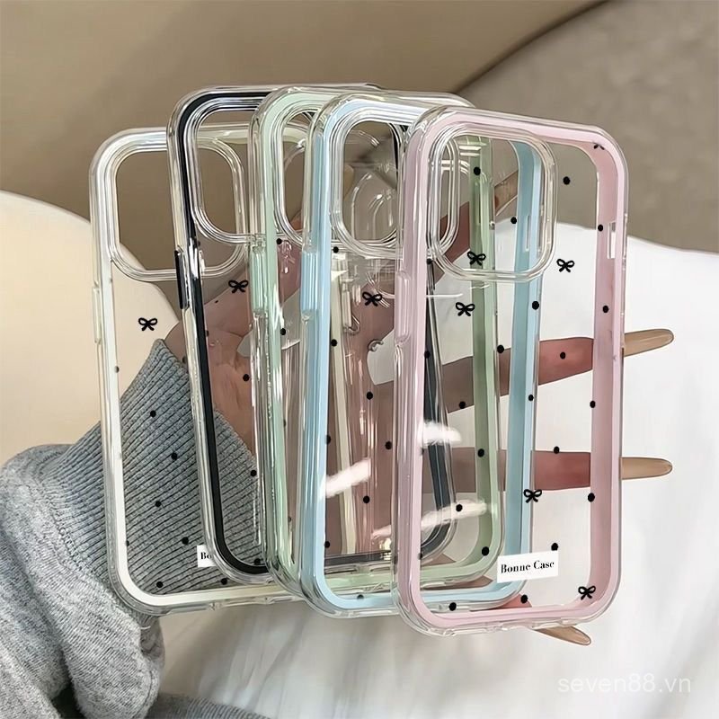 Ốp Điện Thoại Thích Hợp Cho iPhone 11 12 13 14 15 16 17 Pro max Plus Nơ Gió Lạnh Hai Trong Một Chống Sốc Chống Sốc Vỏ Bảo Vệ Bao Gồm Tất Cả MC4Q