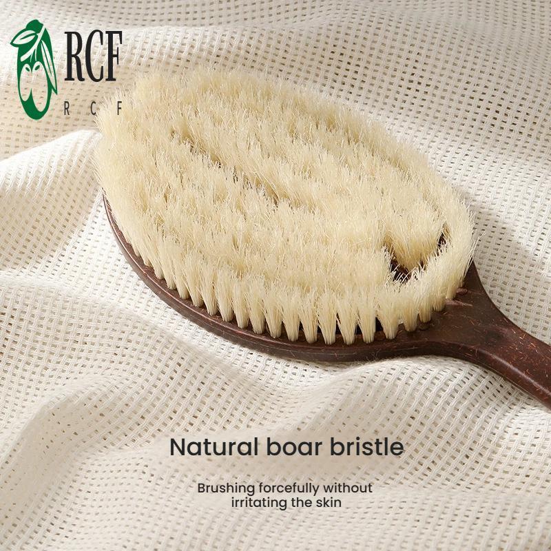 Bàn chải tắm lông lợn tơ dừa 2 trong 1 - Massage tắm tẩy tế bào chết khô ướt có tay cầm dài