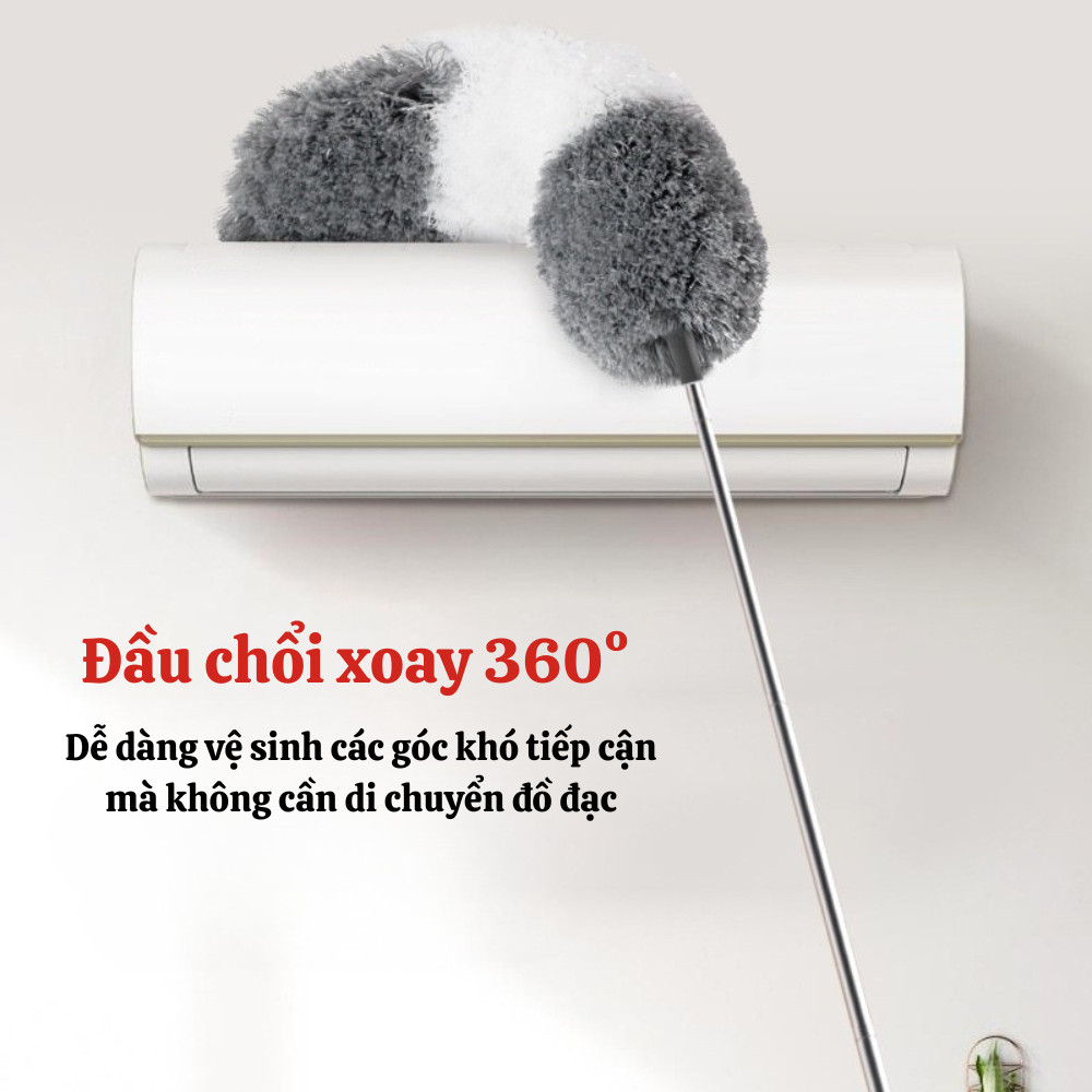 Cây Quét Bụi Trần Nhà, Rèm Cửa, Gầm Giường Tiện Dụng, Chổi Lau Bụi Đầu Lông Xù Cán Dài Xoay 360 Độ