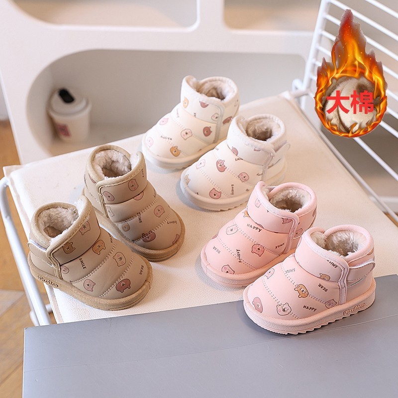 Trẻ Em Giày Bốt Tuyết Cho Bé Tập Đi Giày Hoạt Hình Bé Trai Ấm Áp Bé Gái Giày Cotton Dày Giày Bốt Tuyết 1P3M