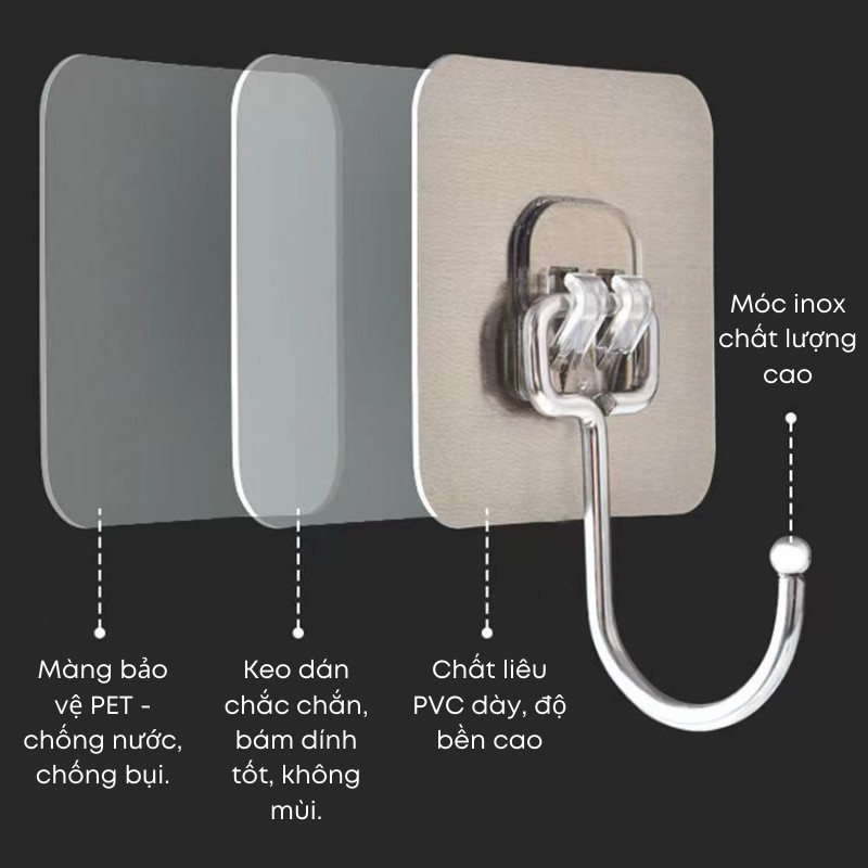Combo 10 Móc Dán Tường Chịu Lực Siêu Dính Treo Đồ, Vật Dụng Đa Năng Tiện Ích, Không Cần Khoan Đục | 346