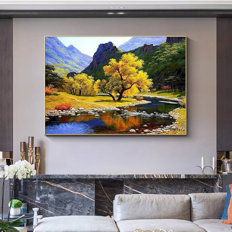 Tranh sơn dầu Mỹ phòng khách tranh trang trí, tranh tường nhà hàng cổ điển Châu Âu, tranh phong cảnh, tranh canvas cho tường nền sofa