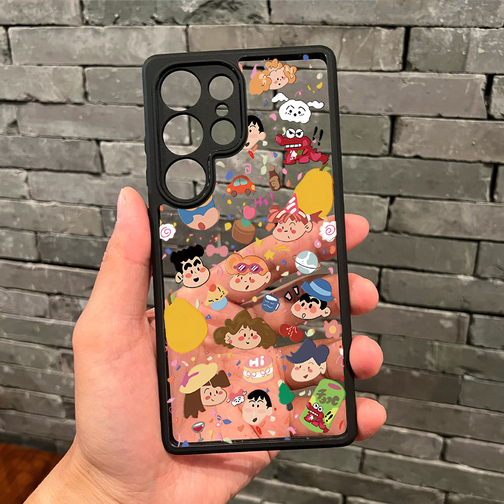 Gratifi Crayon Shin-chan Ốp Điện Thoại Trong Suốt Cứng Cho Samsung S25 Ultra S25FE S24Ultra S23 S22 A17 A16 A15 A07 A06 A56 A36 A26 A53 A55 Vỏ Samsung Chống Sốc