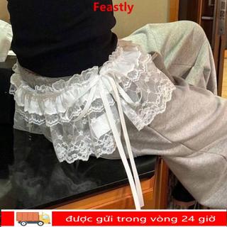 Váy mini ren Feastly, xuyên thấu thêu hoa, phong cách Harajuku Y2K, phù hợp dạo phố