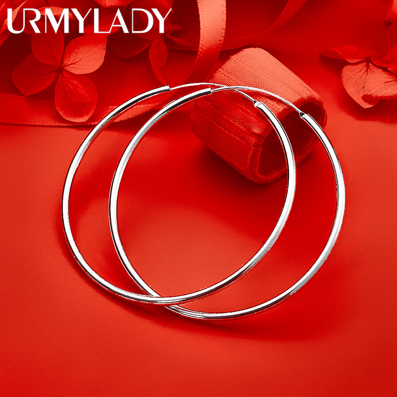 URMYLADY Bông tai bạc 925 mịn 50mm, phù hợp tiệc cưới và thời trang quyến rũ