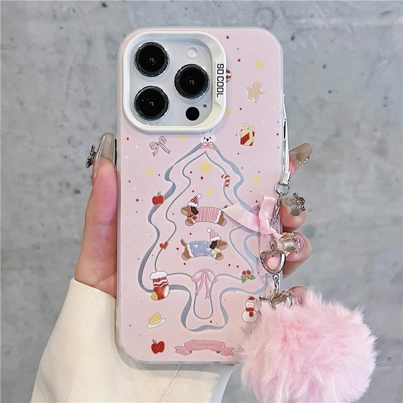 Ốp lưng OPPO Cây thông Giáng Sinh màu hồng dễ thương cho F19 A36 A38 A57 A58 A18 A35 A54 A56 A11 A12 A15 A77 A93