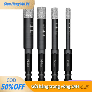 【24H】Mũi Khoan Đa Năng Phủ Kim Cương Chuôi Lục Giác Phi 6 8 10 12mm Khoan Kính, Gạch Men, Đá Hoa Cương, Thủy Tinh Nhanh