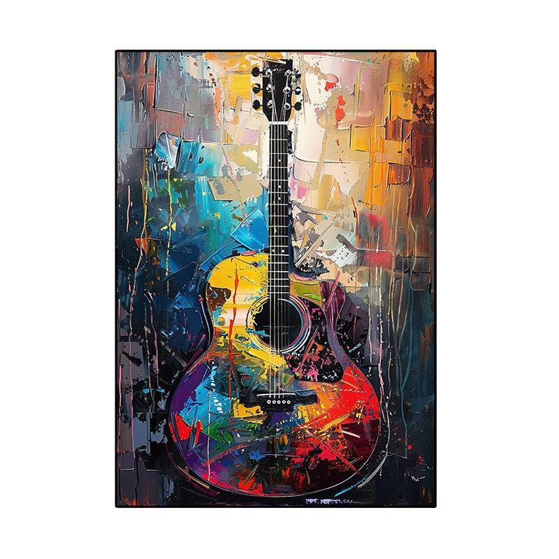 Tranh trang trí tường đàn guitar cá nhân và sáng tạo cho quán bar, nhà hàng âm nhạc, phòng chờ KTV, cửa hàng đàn guitar, lớp học và trang trí nhà cửa - tranh vải canvas