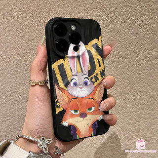 Ốp Lưng Cho Iphone 13 12 11 14 16 17 15 Pro Max 7Plus Air XS X XR Max 15 8 16 14 7 Plus SE Hoạt Hình Ôm Mặt Dễ Thương Judy Nick Cặp Đôi Nếp Nhăn Không Đều Matte Cover