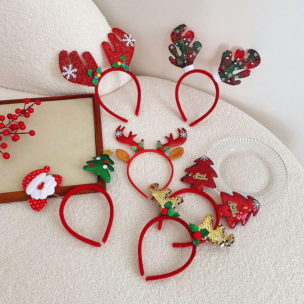 Phong Cách Mới Giáng Sinh Đầu Dạ Quang Giáng Sinh Phụ Kiện Tóc Trẻ Em Quà Tặng Giáng Sinh Ông Già Noel Gạc Đồ Chơi Đầu KI52