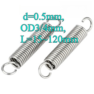 Lò xo căng / lò xo inox 304 d = 0,5mm, OD3 / 4mm, L = 15 ~ 120mm lò xo căng thẳng có móc, áp dụng cho cửa nhà để xe, bunnings, máy may [JYD-ZZ-Z]
