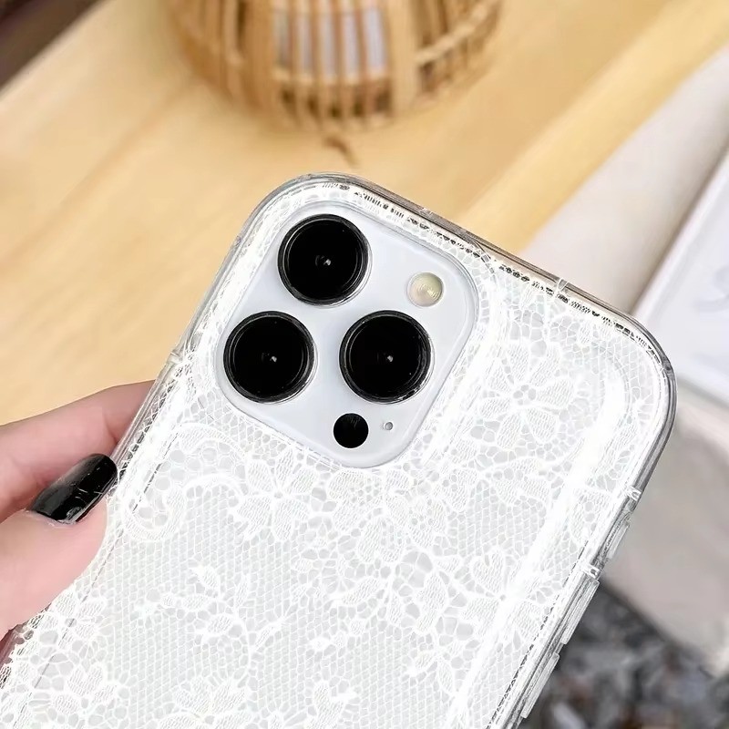 Ốp Lưng Cho iPhone 17 16 11 12 13 14 15 Pro Max Cho iPhone 16e XR X XS Max 7 8 Plus SE2020 2022 Họa Tiết Ren Gợi Cảm Trong Suốt Silicon Mềm
