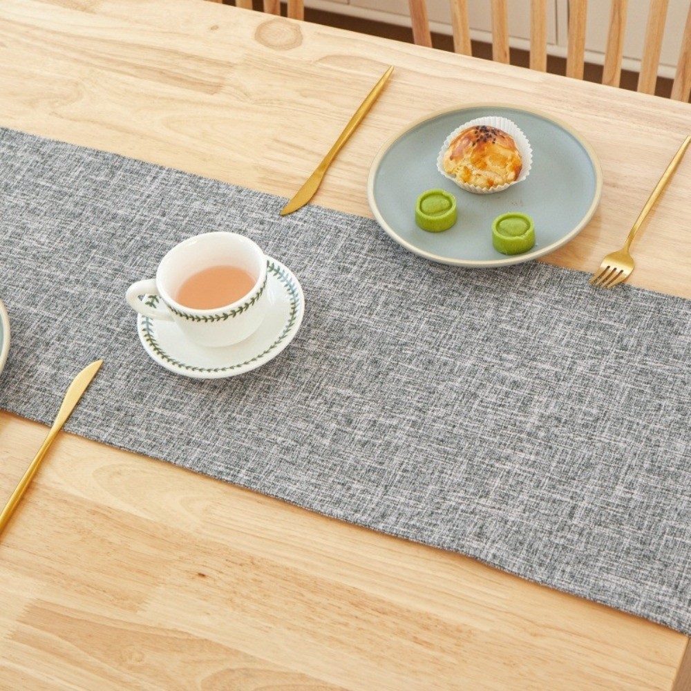 AWNGD Table Runner, Khăn trải bàn vải lanh màu trơn, Trang trí bàn ăn hình chữ nhật hai mặt gia đình hiện đại