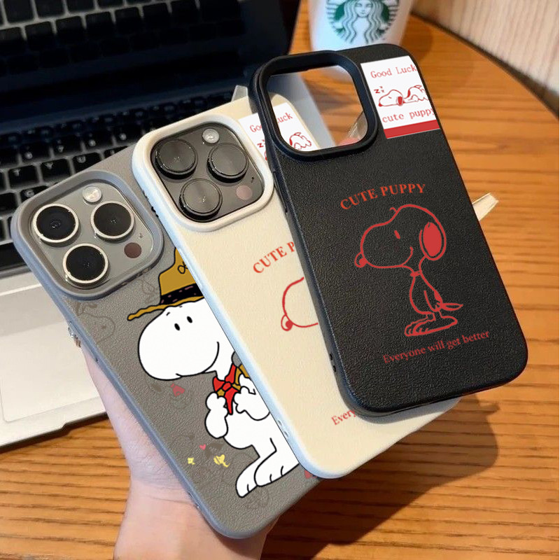 Ốp Lưng Cho Samsung Galaxy S20 S23 Ultra Plus S23FE S20FE A71 A73 Snoopy Dễ Thương Da PU Matte Hoạt Hình Mềm Mại
