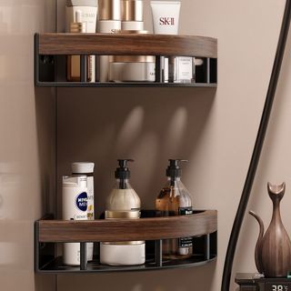 Đơn giản Hiện Đại Quả óc chó Kim Loại Phòng Tắm Góc Lỗ Tam Giác Kệ Sử Dụng Phòng Tắm Nhà Vệ Sinh Phòng Tắm Giá Để Đồ
