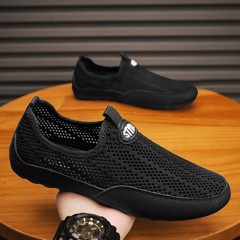 Giày Nam Mùa Hè Rỗng Lưới Thoáng Khí Mỏng Phong Cách Lái Xe Dạo Phố Giày Lưới Nam Slip-On Thể Thao Thường Ngày Đậu Hà Lan Giày Hợp Thời Trang JU8P