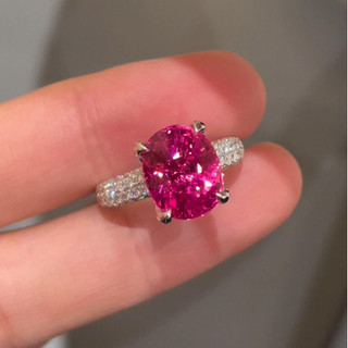 Đá corundum hình trứng cho phụ nữ, set nhẫn đầy đủ, phong cách châu Âu