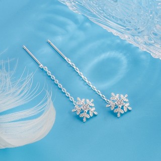 Bộ Bông Tai và Mặt Dây Chuyền Tua Rua Hình Bông Tuyết, Thiết Kế Thanh Lịch với Phake Diamond