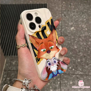 Ốp Lưng Cho Iphone 13 12 11 14 16 17 15 Pro Max 7Plus Air XS X XR Max 15 8 16 14 7 Plus SE Hoạt Hình Ôm Mặt Dễ Thương Judy Nick Cặp Đôi Nếp Nhăn Không Đều Matte Cover
