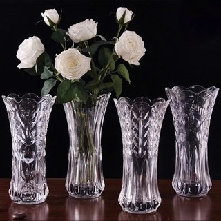 Lọ Cắm Hoa Thuỷ Tinh Trắng Trong 20cm, BÌnh Bông Cắm Hoa Trong Suốt