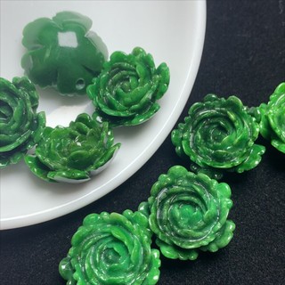 Mặt dây chuyền hoa mẫu đơn jadeite khô 20mm, phụ kiện DIY