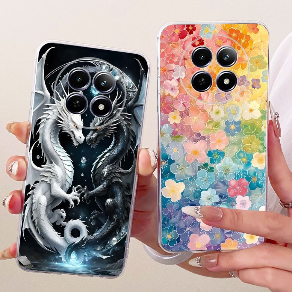 Trong Suốt Cho Realme 12 12X 5G RMX3998 Dành Cho Realme 12X 5G Ốp Lưng Mèo Dễ Thương Thời Trang Bướm Vỏ Sơn Ngộ nghĩnh