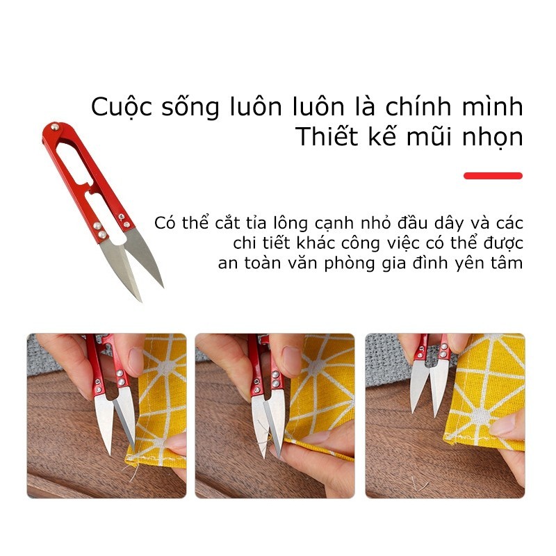 Kéo Bấm Chỉ - Kéo Cắt Chỉ Cán Nhựa Chữ U Nhiều Màu FE123