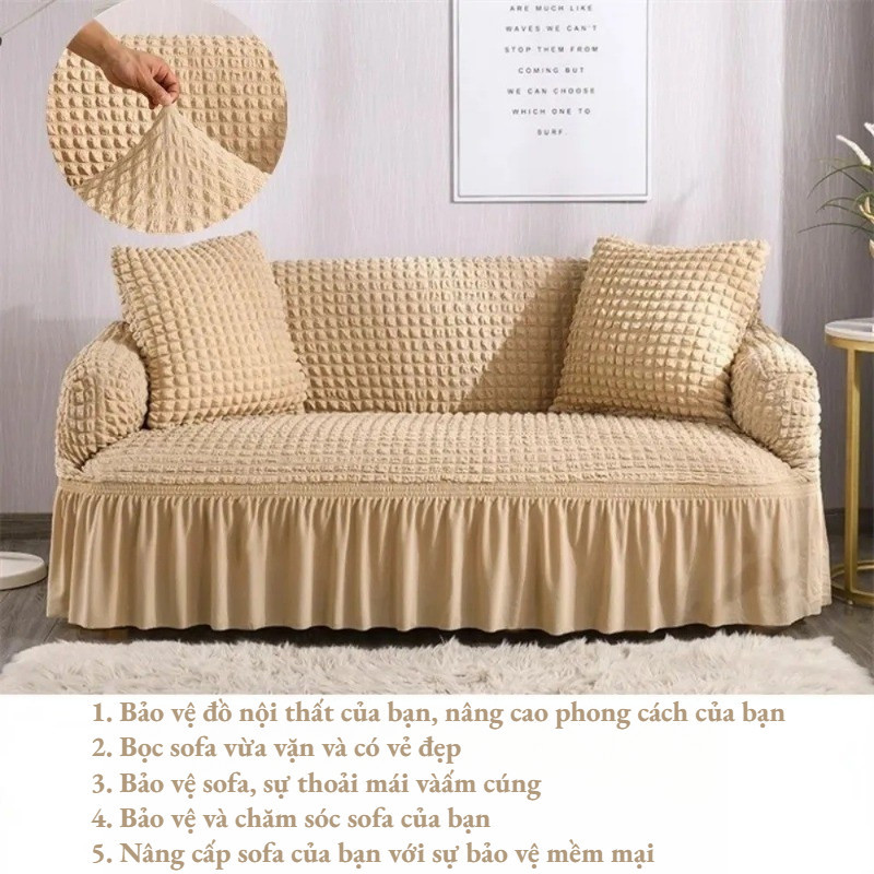 Vỏ Bọc Ghế Sofa 1-4 Chỗ - Co Giãn 4 Chiều, Vải Thun Cao Cấp Chống Trượt, Dễ Vệ Sinh