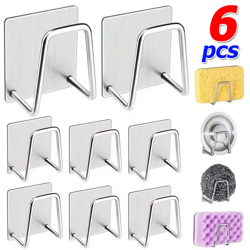 2 / 4 / 6 Cái Giá đỡ miếng bọt biển bồn rửa bằng thép không gỉ / Giá đỡ khô tự dính nhà bếp