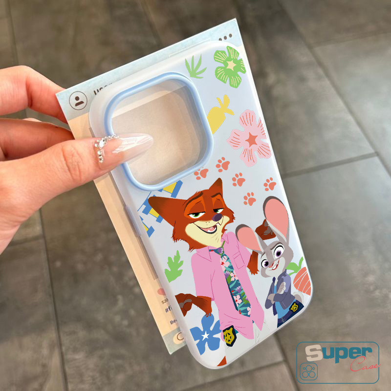 Ốp Lưng Tương Thích Cho IPhone 11 13 15 17 16 14 12 Pro Max 15 16 17 Pro Air 7Plus XR X XS Max Cặp Đôi Hoạt Hình Dễ Thương Fox Bunny Zootopia Hoa Dây Buộc Silicon Mới 2 in1