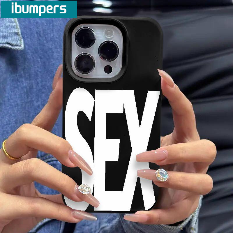 Ibumpers Cá Tính Chữ Cái Tiếng Anh Kiss SEX Ốp Lưng Điện Thoại iPhone 17 Pro Max Vỏ 16 15 14 Plus 13 12 11 Pro Max INS Vỏ Silicon Mềm Đơn Giản