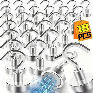 6 / 12 / 18 Cái Móc Từ Tính Mạnh - Móc Bảo Quản Treo Tường Hạng Nặng Cho Chìa Khóa, Áo Khoác, Cốc Nhà Tổ Chức