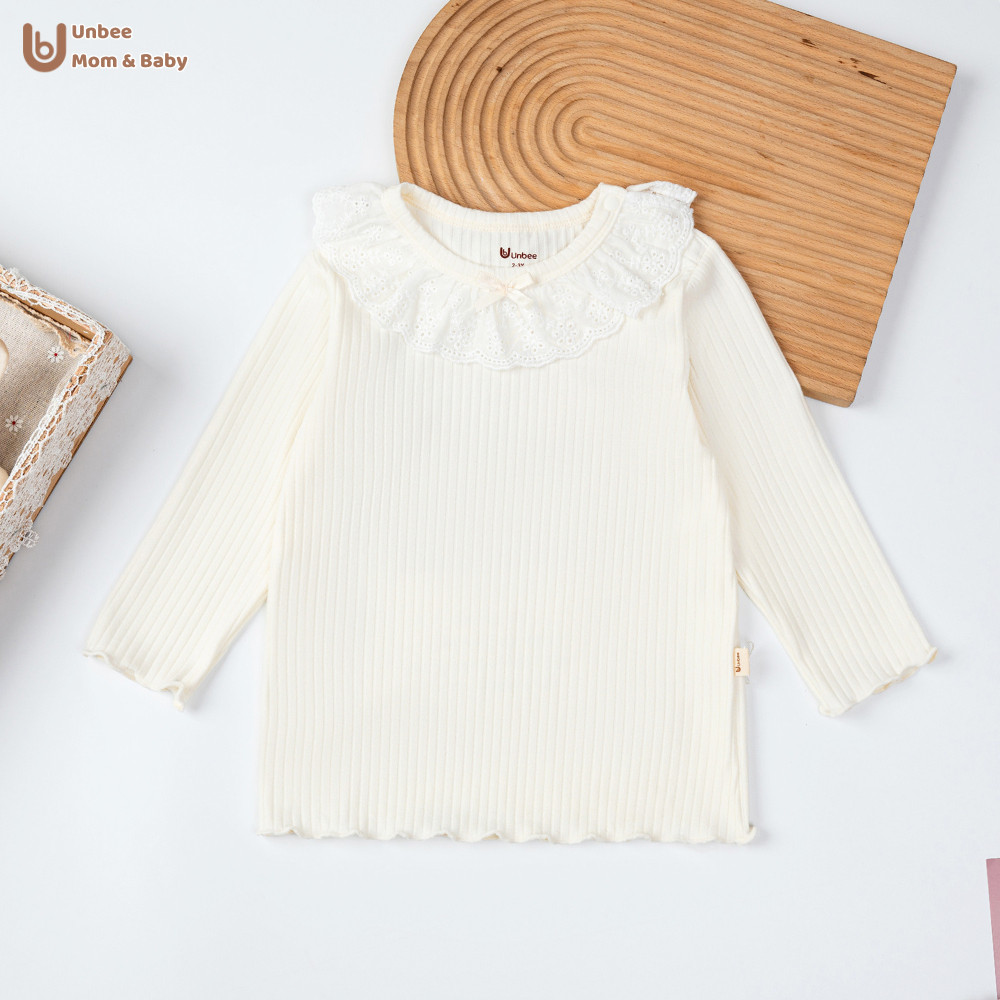 Bộ quần áo dài tay len tăm cổ bèo cho bé gái Unbee form dáng legging phong cách Hàn Quốc