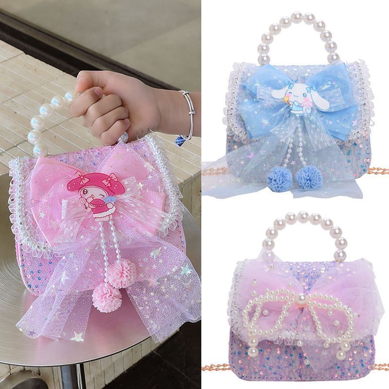🔥 Dễ thương vai túi 🔥 Sanrio Túi Xách Tay Cho Bé Kuromi Túi Đeo Chéo ins cô gái quà tặng có hàng sẵn ✭Túi Đeo Ngang Trẻ Em Kulomi Túi Nhỏ Nữ Phong Cách Mới Dễ Thương Cho Bé Nữ Sanrio Túi Xách♤