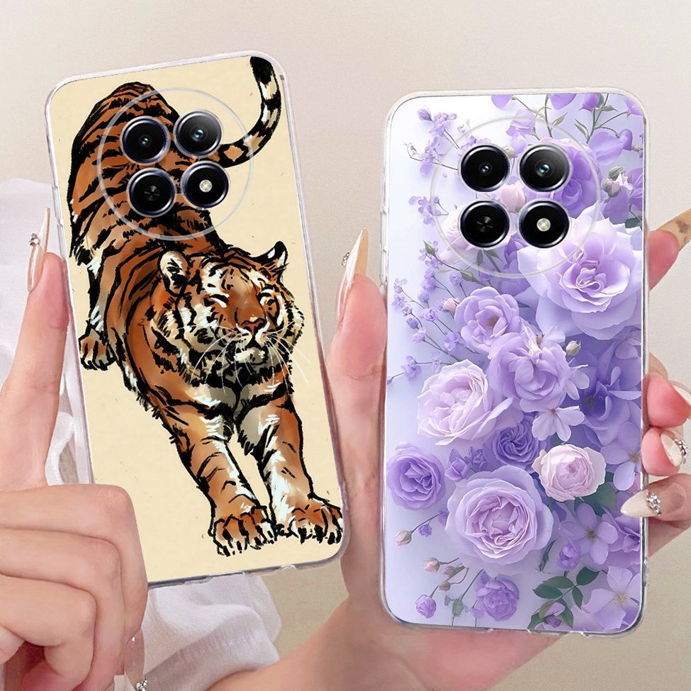 Trong Suốt Cho Realme 12 12X 5G RMX3998 Dành Cho Realme 12X 5G Ốp Lưng Mèo Dễ Thương Thời Trang Bướm Vỏ Sơn Ngộ nghĩnh