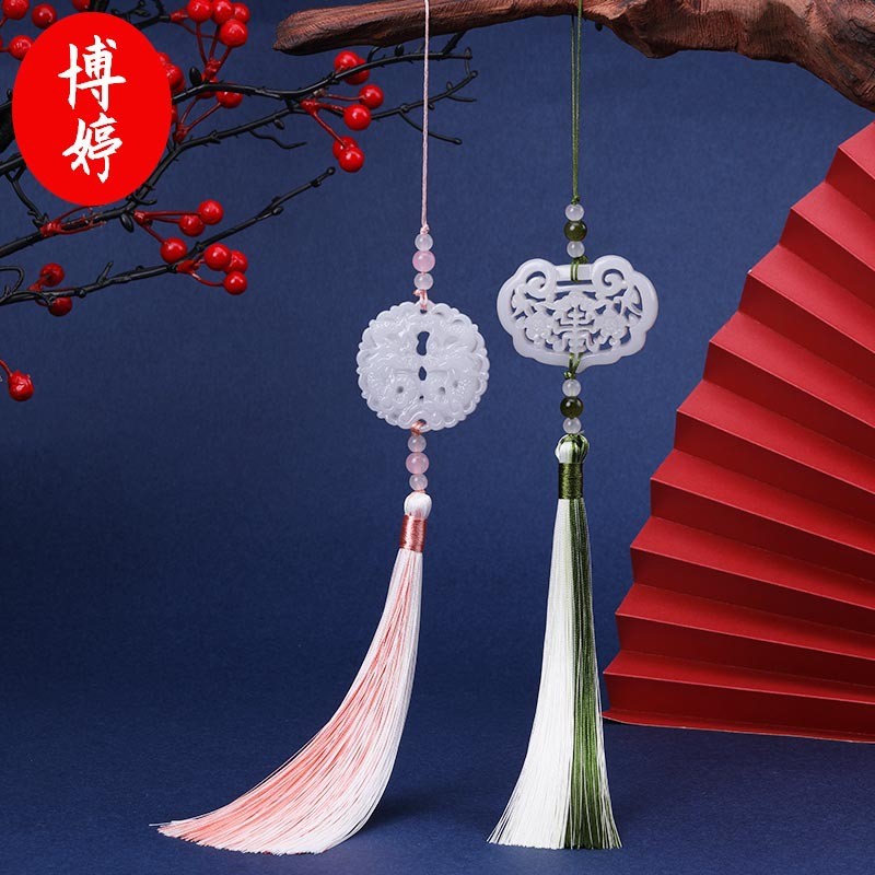 Cổ Hoa Mai Ruyi Khóa Tua Russel Trắng Ngọc Mặt Dây Chuyền Eo Đánh Dấu Trang Quạt Cổ Trang Phục Trang Phục Sân Khấu Tua Rua Mặt Dây Chuyền M3OE