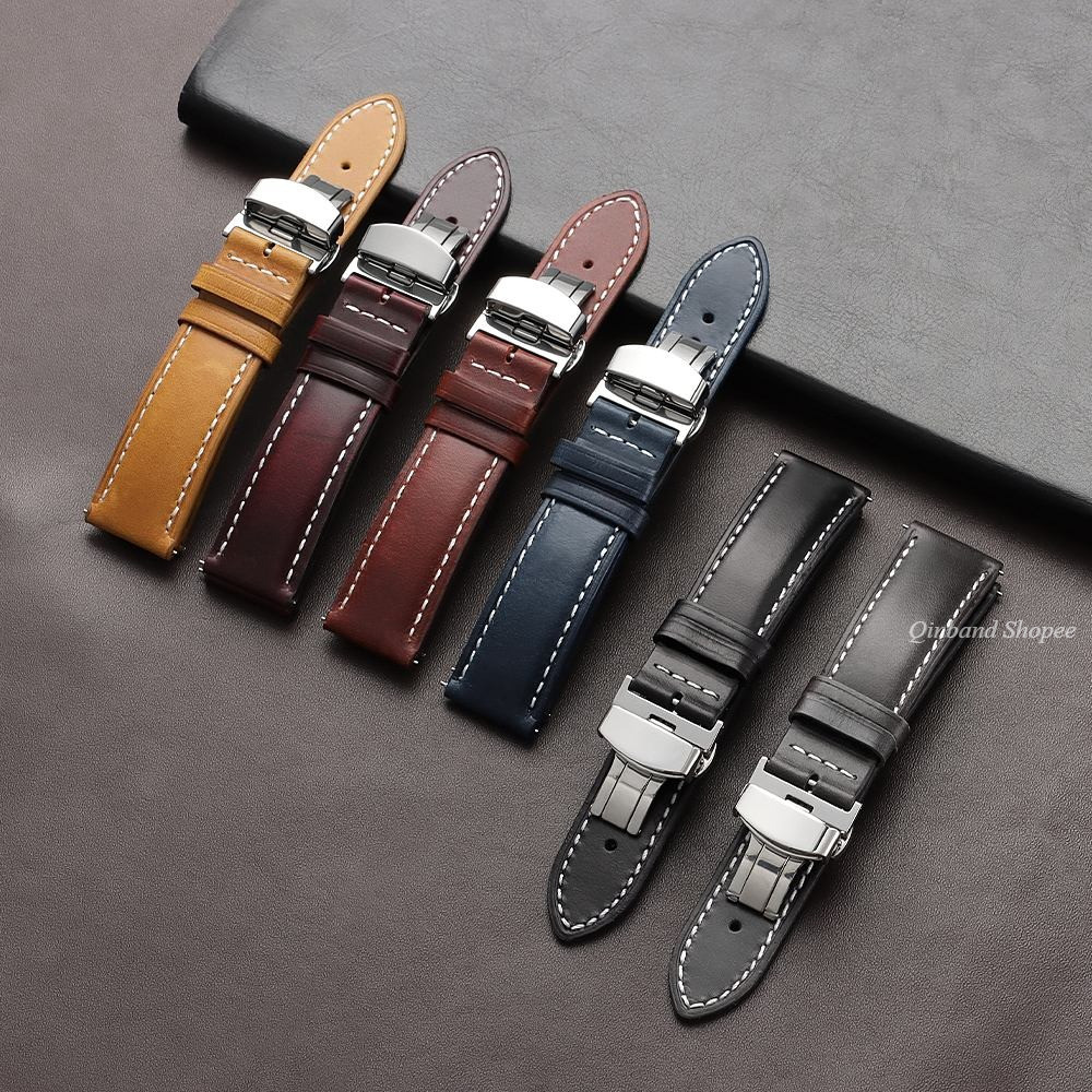 Dây đeo đồng hồ da thật bọc dầu cổ điển có khóa bướm 18mm 20mm 22mm Phát hành nhanh Da bò Vòng đeo tay đồng hồ bằng da bò cho SEIKO dành cho nam Đồng hồ đeo tay nữ