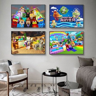 Tranh canvas theo chủ đề Minecraft (MC), thích hợp cho phòng thể thao điện tử, quán cà phê internet, phòng trẻ em, phòng ngủ và trang trí nhà cửa