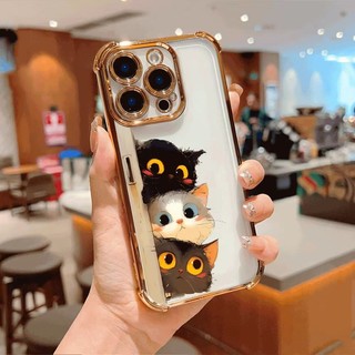 Ốp Điện Thoại Mèo Màu Vui Nhộn Cho OPPO Reno 14 13 12 11 10 Pro 14F 13F 12F 11F 5G Vỏ Trong Suốt Chống Rơi