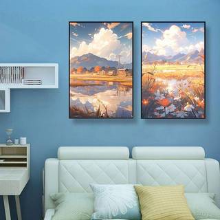 Tranh canvas phong cảnh Anime phong cách Miyazaki - Nghệ thuật treo tường thẩm mỹ cho phòng khách, Tranh tường vải chữa bệnh cho phòng trẻ em & đầu giường phòng ngủ