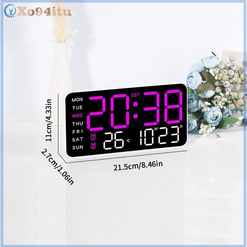 XOITU Đồng hồ treo tường kỹ thuật số lớn Ngày tuần Hiển thị nhiệt độ Bàn điều khiển bằng giọng nói Đồng hồ báo thức LED Độ sáng Có thể điều chỉnh Đồng hồ 12 / 24H VN